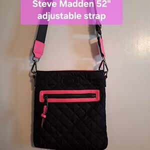 Stylish Black and Pink Quilted Crossbody Bag